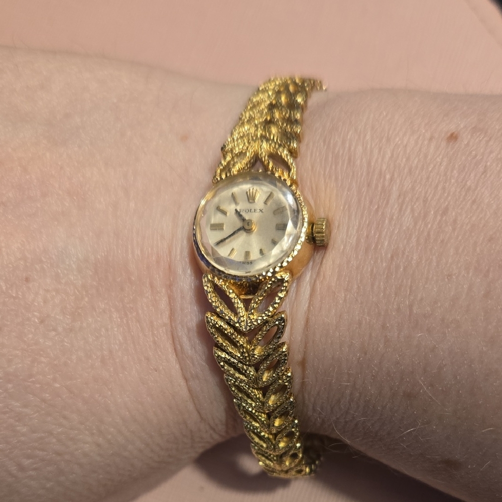 Rolex Women's Gold Braided Leaf-Link Bracelet Watch